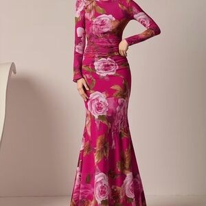 Pink rose dress for evening